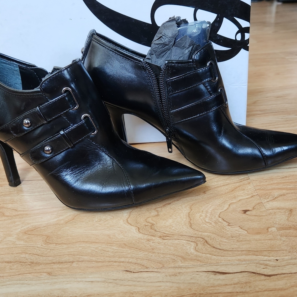Nine West black leather booties.  Size 6.5